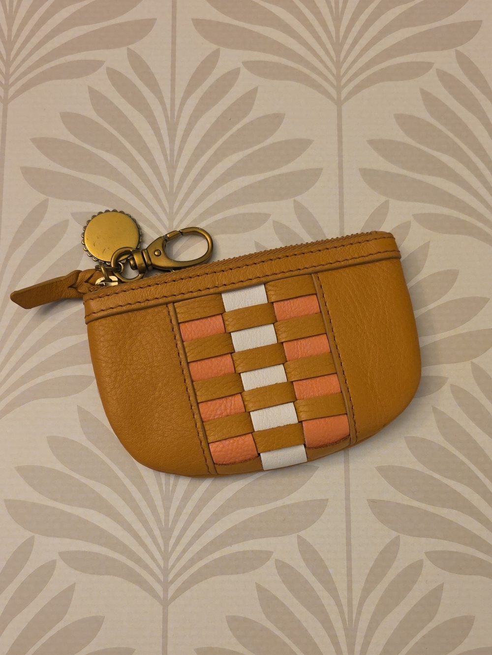 Fossil Woven Accent Leather  Pouch
